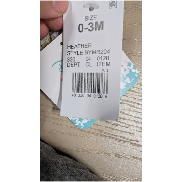 Disney Mickey Mouse Baby Boys 2-Pack Rompers Gray Size 0-3 Months - Picture 3 of 3